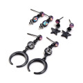 Hot Sale Elegant 3 Pair Earring Set Gun Black Star Moon Penadnt Earrings